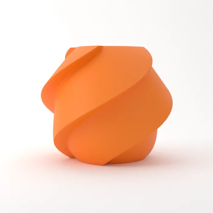 Vase torsadé imprimé en 3D, fini classique, couleur orange citrouille