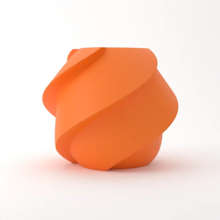 Vase torsadé imprimé en 3D, fini classique, couleur orange