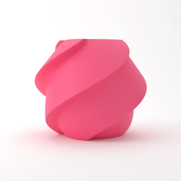 Vase torsadé imprimé en 3D, fini classique, couleur rose vif
