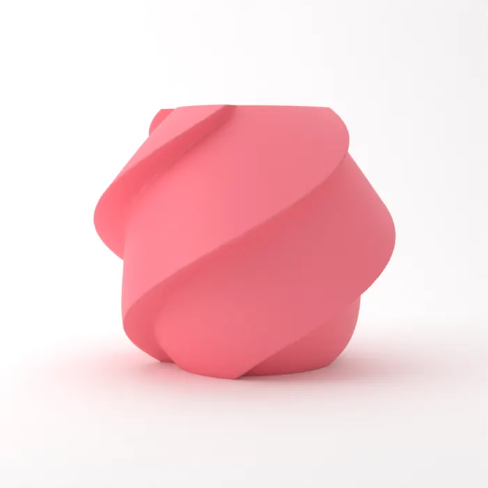 Vase torsadé imprimé en 3D, fini classique, couleur rose
