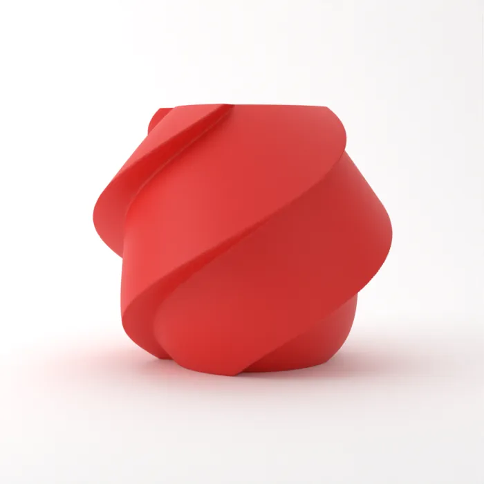 Vase torsadé imprimé en 3D, fini classique, couleur rouge