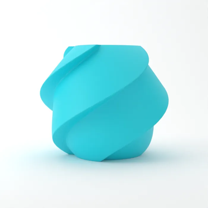 Vase torsadé imprimé en 3D, fini classique, couleur turquoise