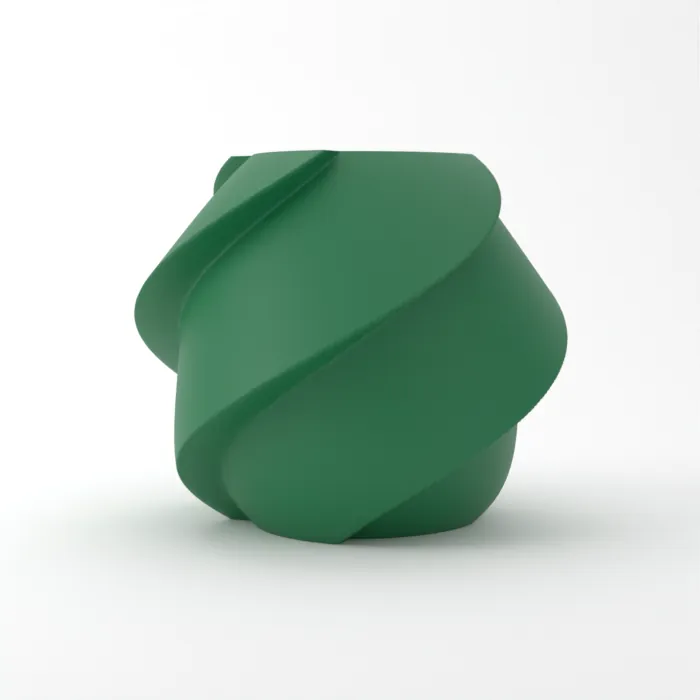 Vase torsadé imprimé en 3D, fini classique, couleur vert gui