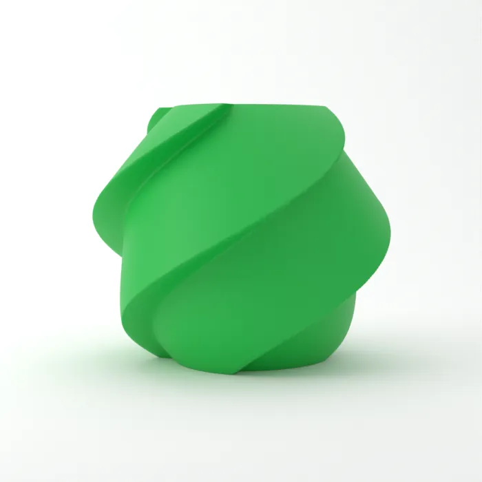 Vase torsadé imprimé en 3D, fini classique, couleur vert bambou