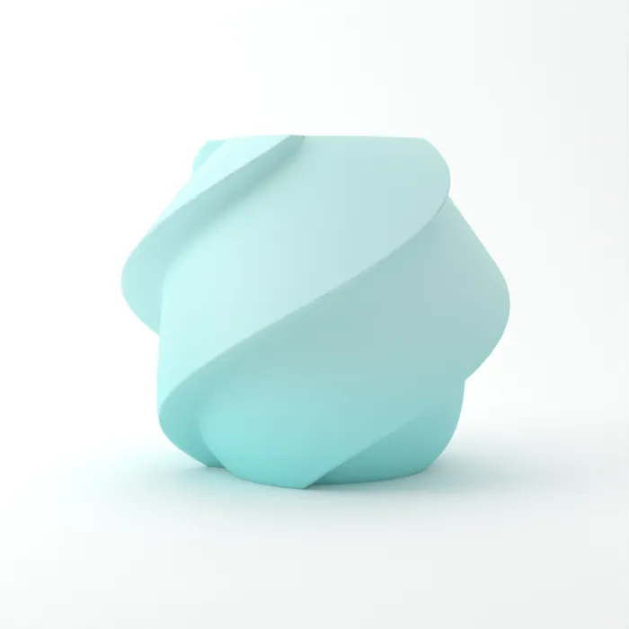 Vase torsadé imprimé en 3D, fini dégradé, couleur murmure arctique