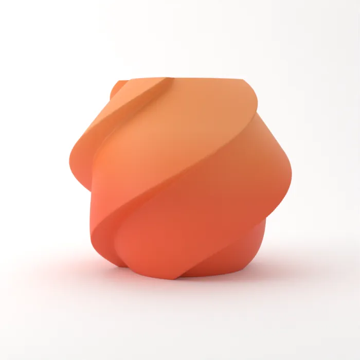 Vase torsadé imprimé en 3D, fini dégradé, couleur éclat crépusculaire