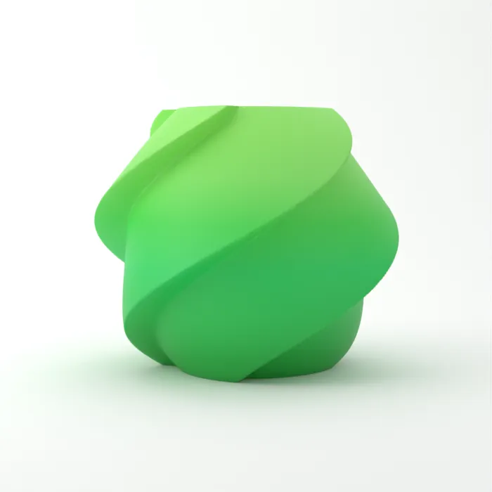 Vase torsadé imprimé en 3D, fini dégradé, couleur menthe citron vert