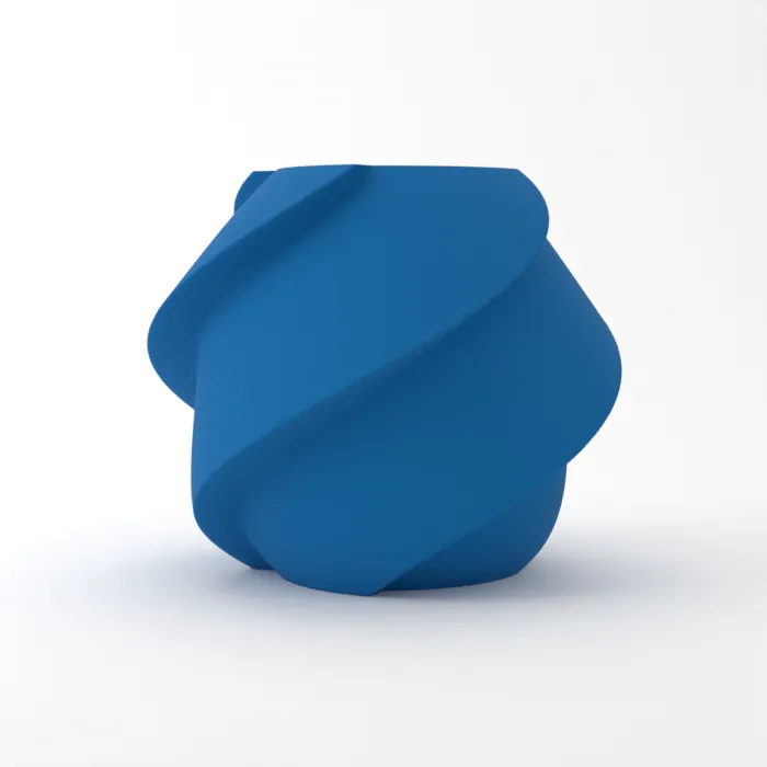 Vase torsadé imprimé en 3D, fini mat, couleur bleu marine