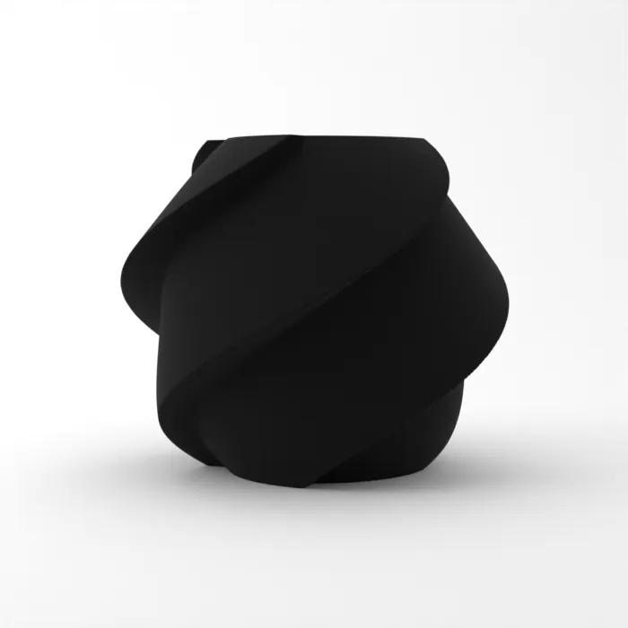 Vase torsadé imprimé en 3D, fini mat, couleur anthracite
