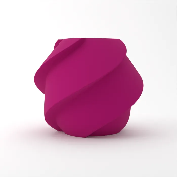 Vase torsadé imprimé en 3D, fini mat, couleur prune