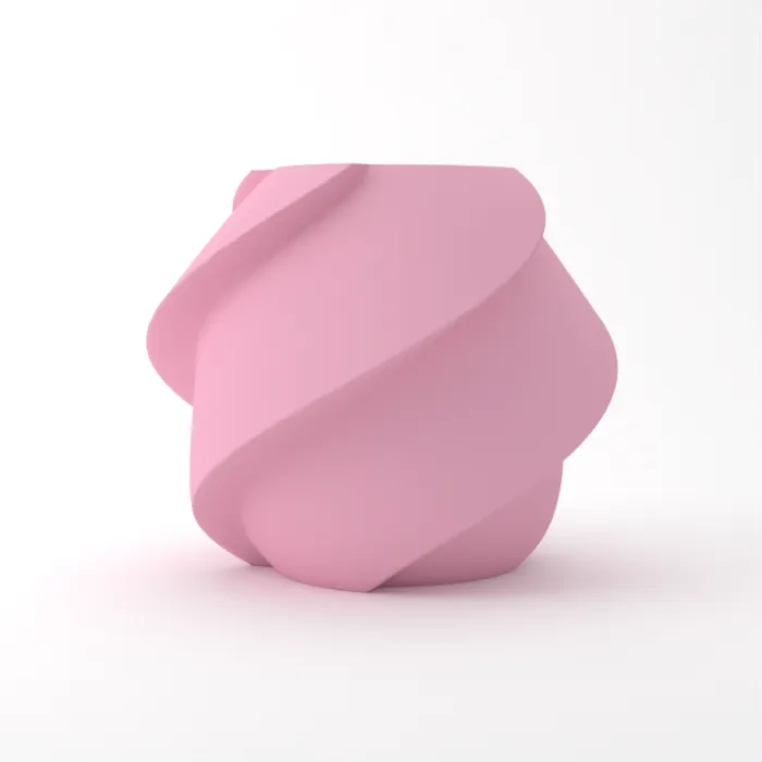 Vase torsadé imprimé en 3D, fini mat, couleur rose sakura