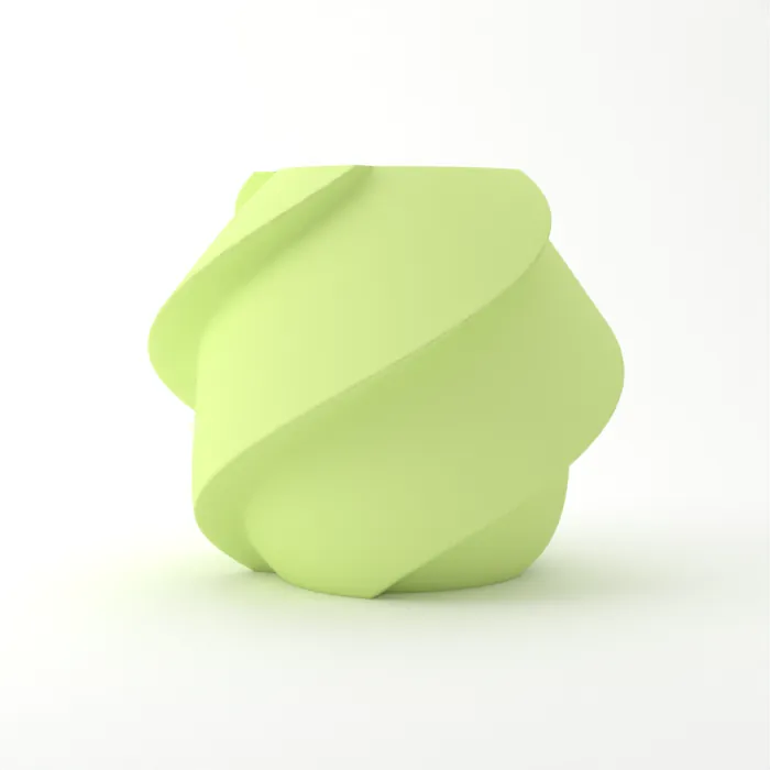 Vase torsadé imprimé en 3D, fini mat, couleur vert pomme