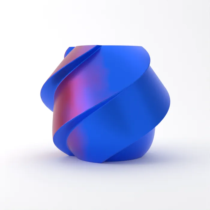 Vase torsadé imprimé en 3D, fini soie multicolore, couleur feu de minuit