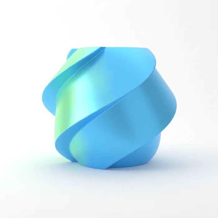 Vase torsadé imprimé en 3D, fini soie multicolore, couleur hawaï bleu