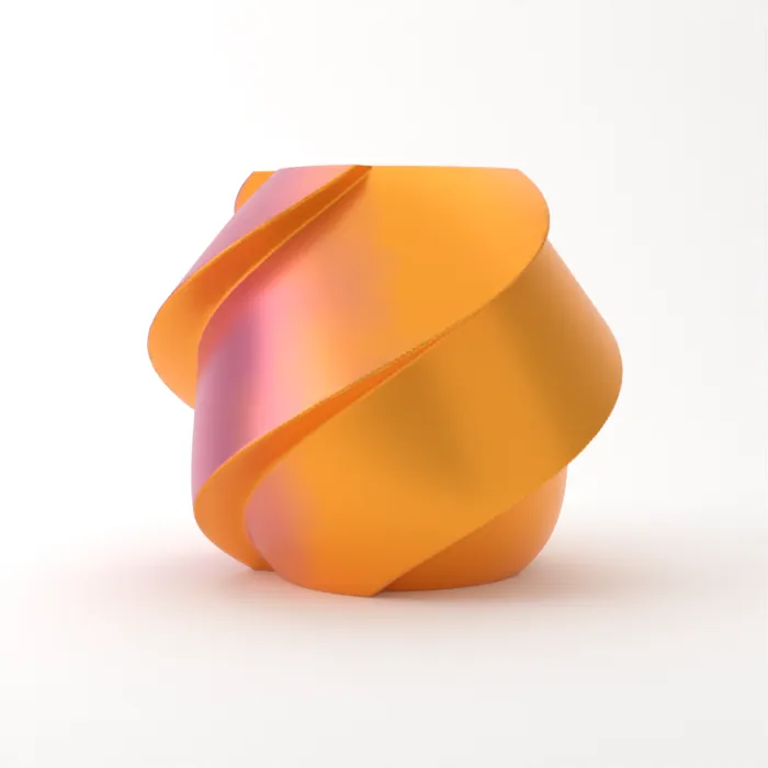 Vase torsadé imprimé en 3D, fini soie multicolore, couleur rose doré