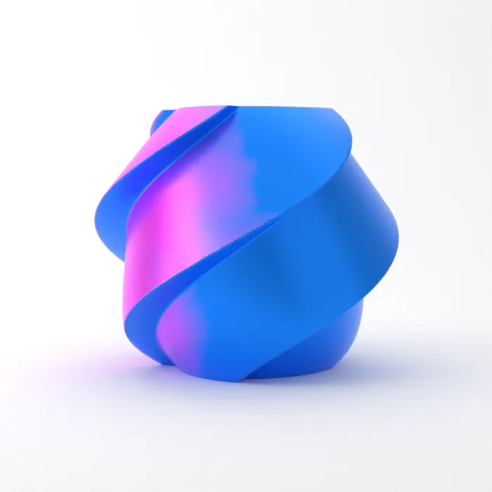 Vase torsadé imprimé en 3D, fini soie multicolore, couleur ville de Néon