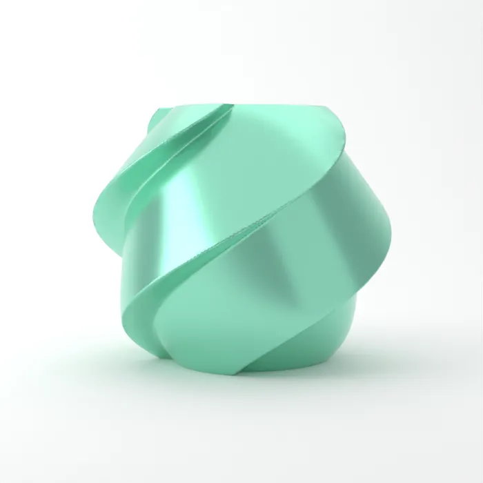 Vase torsadé imprimé en 3D, fini soie+, couleur menthe