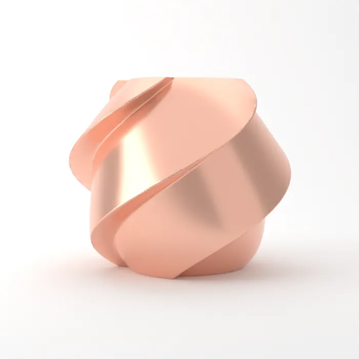 Vase torsadé imprimé en 3D, fini soie+, couleur rose