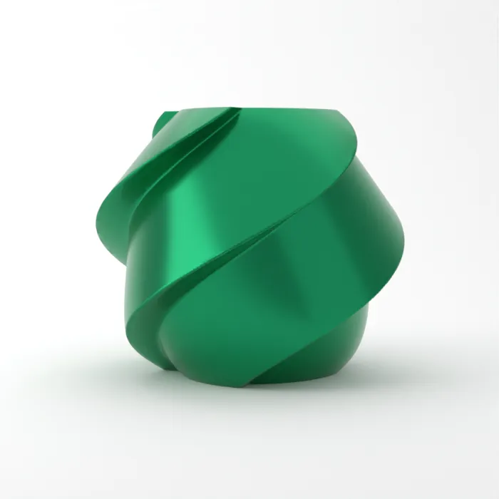 Vase torsadé imprimé en 3D, fini soie+, couleur vert bonbon