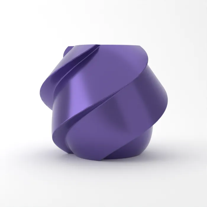 Vase torsadé imprimé en 3D, fini soie+, couleur violet