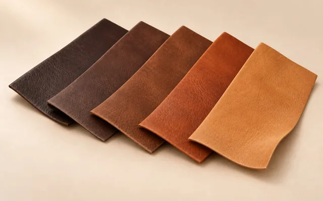Échantillons de cuir de teintes variées pour la gravure laser