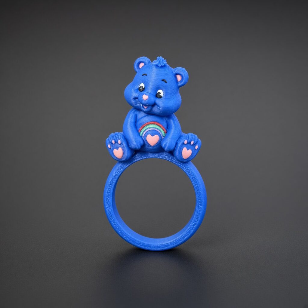 Bague ourson bleue imprimée en 3D — Komplice3D