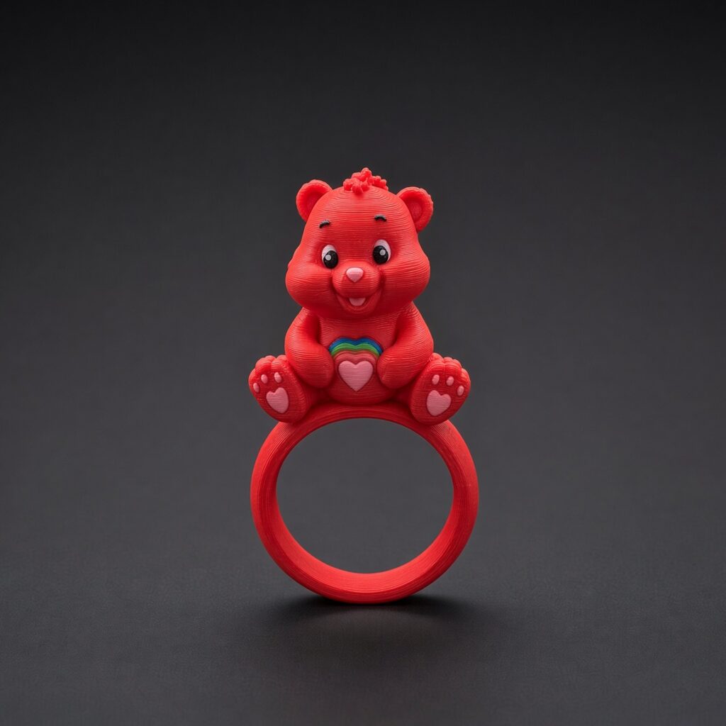 Bague ourson rouge imprimée en 3D — Komplice3D
