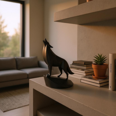 Loup minimaliste sur socle