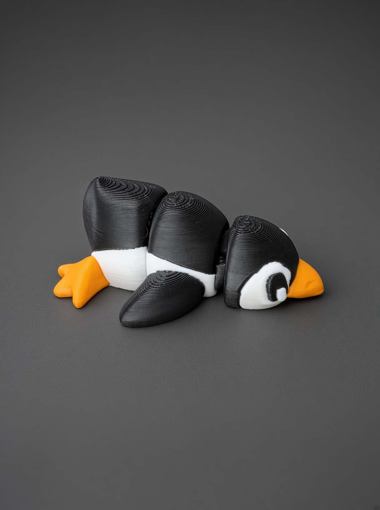 Pingouin articulé couché, impression 3D, photo 4