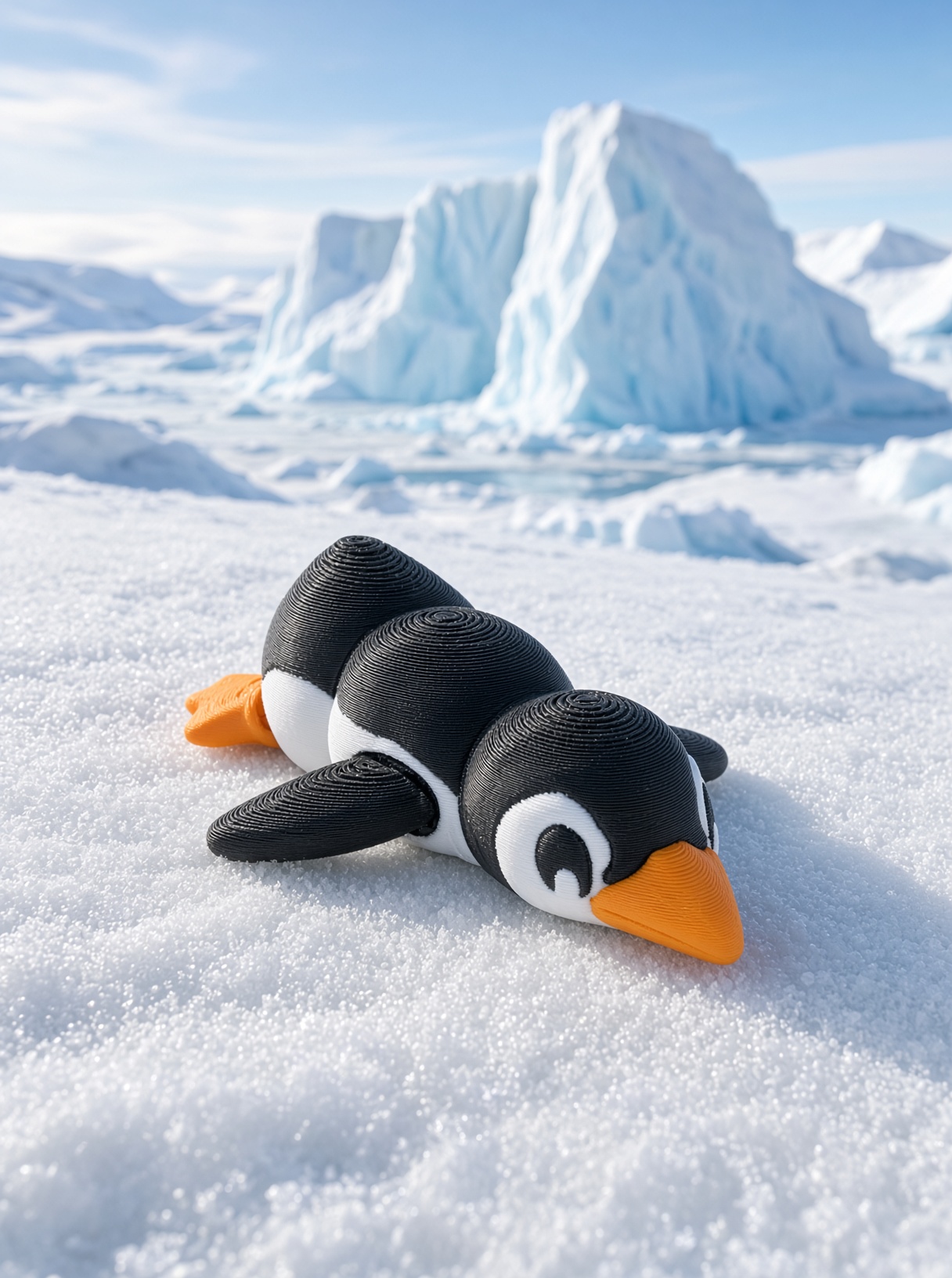 Pingouin articulé couché, impression 3D, photo 5