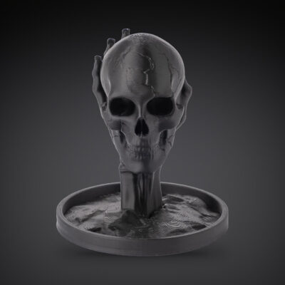 Plateau crâne memento mori – main de squelette, impression 3D