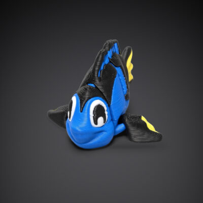 Poisson chirurgien bleu articulé, impression 3D
