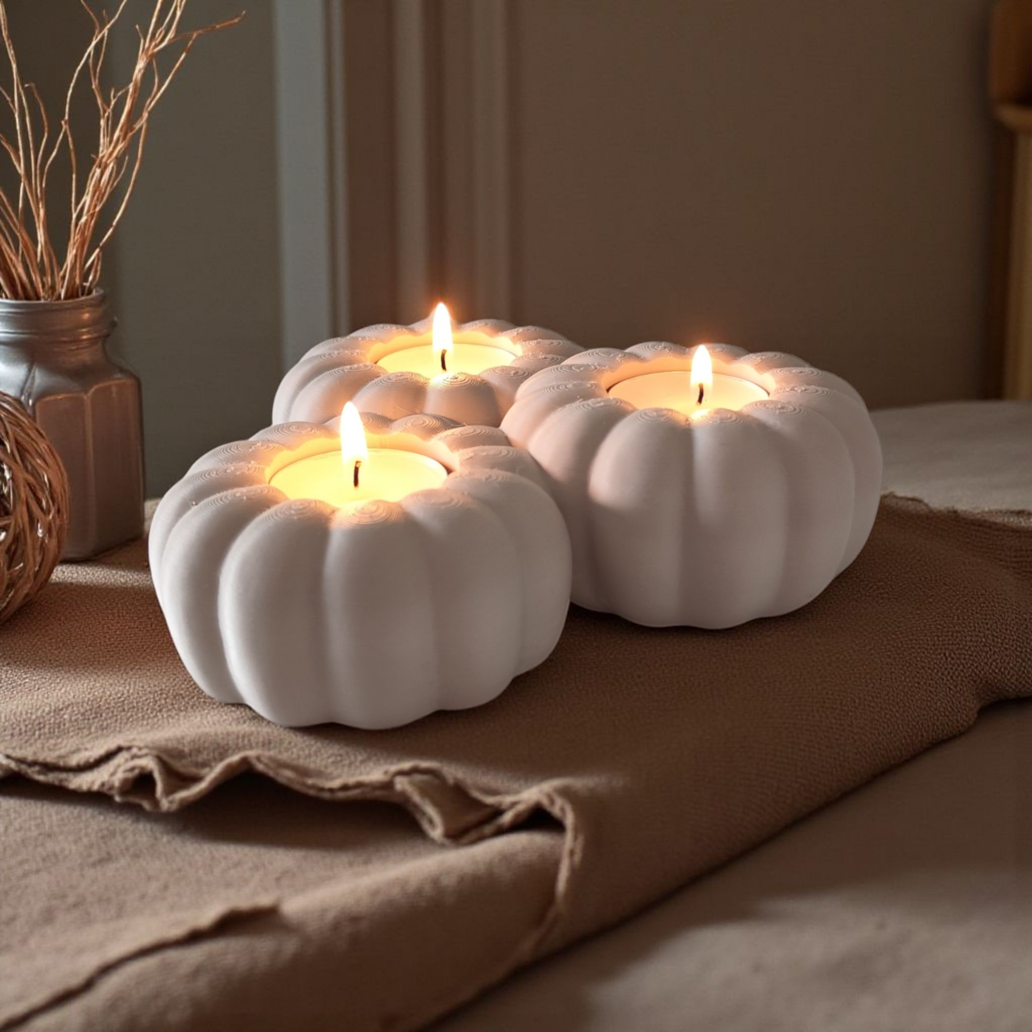 Autumn pumpkin candle holder