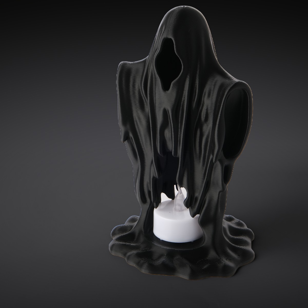 Sculptural ghost tealight holder – LED light, 3D printed